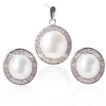 Ensemble de bijoux en eau douce cultivé, boucles d&#39;oreilles perles, pendentif perle